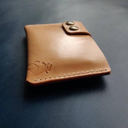 Leather Slim And Simple Card Holder, Minimalist, Compact Wallet For Cards And Folded Bills, Credit Card Holder With Two Snaps