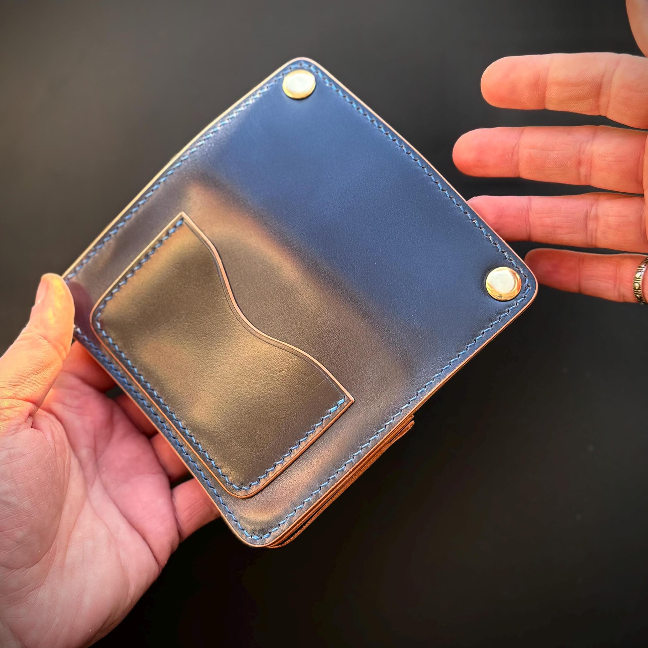 Rocado Shell Cordovan Mini Trucker Wallet, Luxury Compact Wallet