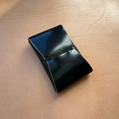 Rocado Shell Cordovan Stitchless Leather Mini Cards Wallet, Origami Minimalist Wallet, EDC Card Holder Case