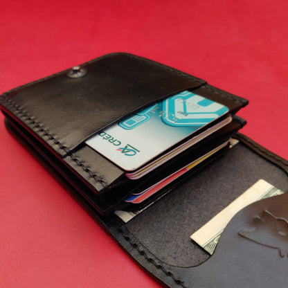 Leather vertical minimalist bifold EDC wallet