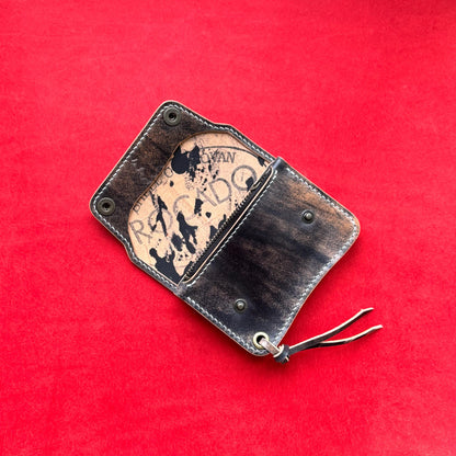 Rocado Shell Cordovan Short Trucker Wallet With A Ring For Chain Or Lanyard, Stylish Wallet For Rider, Biker or Trucker