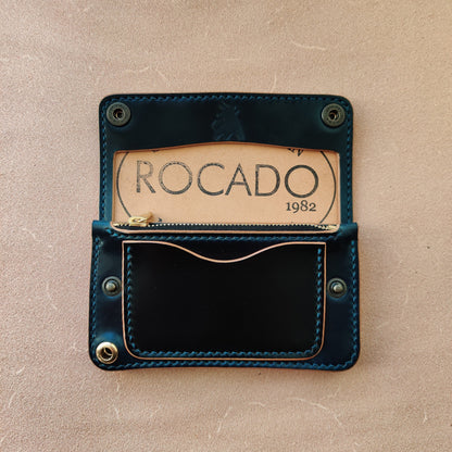 Rocado Shell Cordovan Mini Trucker Wallet, Luxury Compact Wallet