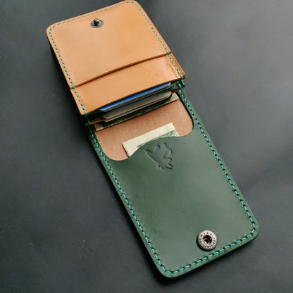 Leather vertical minimalist bifold EDC wallet