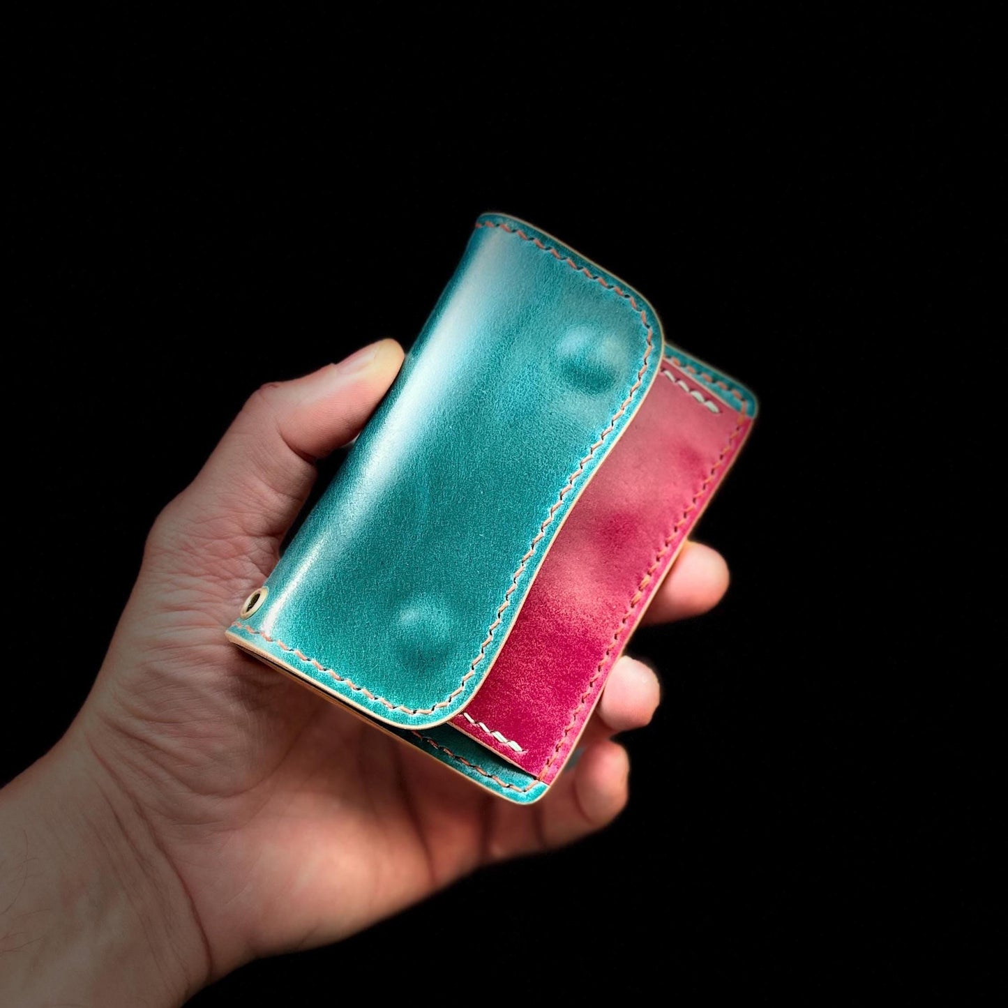 Rocado shell Cordovan Compact Leather Wallet With Coin Purse, Leather Card And Cash Holder