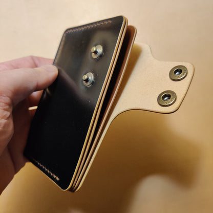 Rocado Shell Cordovan Leather Card Holder, Pocket Mini Wallet, Minimalist Card Holder Case