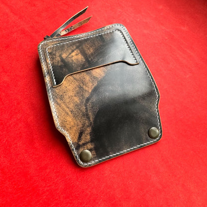 Rocado Shell Cordovan Short Trucker Wallet With A Ring For Chain Or Lanyard, Stylish Wallet For Rider, Biker or Trucker