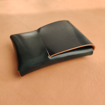 Rocado Shell Cordovan Stitchless Leather Mini Cards Wallet, Origami Minimalist Wallet, EDC Card Holder Case