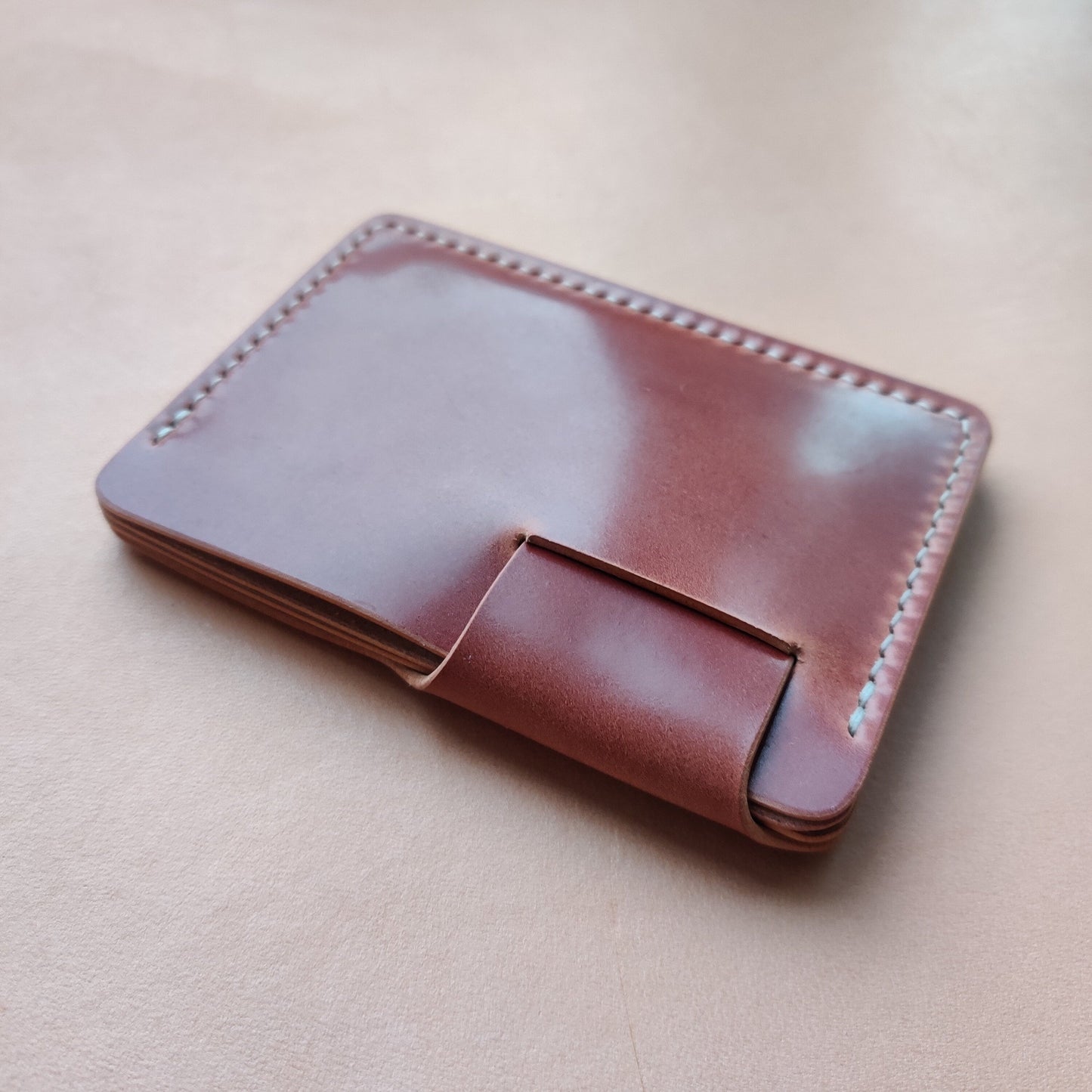 Rocado Shell Cordovan Leather Card Holder, Pocket Mini Wallet, Minimalist Card Holder Case