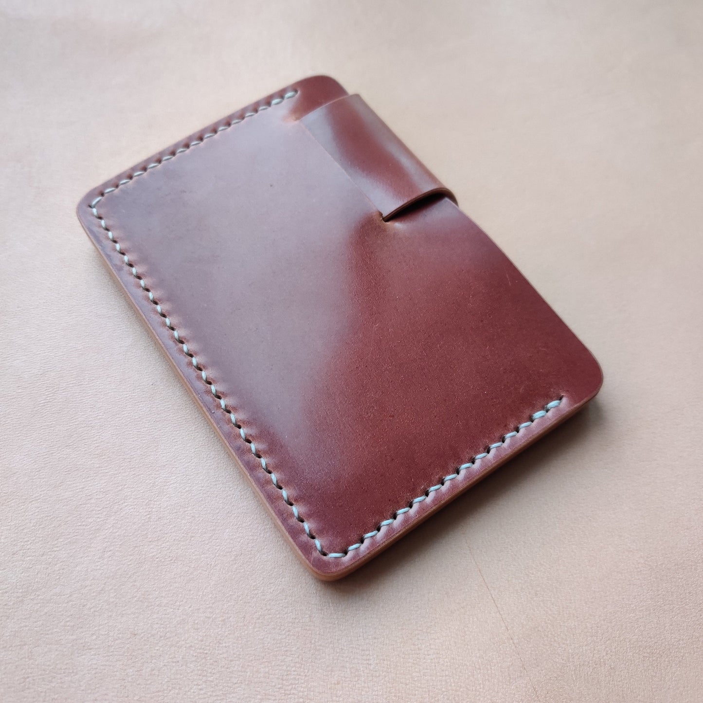 Rocado Shell Cordovan Leather Card Holder, Pocket Mini Wallet, Minimalist Card Holder Case