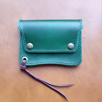 Short Trucker Wallet With A Ring For Chain Or Lanyard, Veg Tan Wallet, Stylish Wallet For Rider, Biker or Trucker