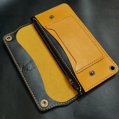 Long Trucker Wallet With A Ring For Chain Or Lanyard , Handmade Wallet For Rider, Biker or Trucker