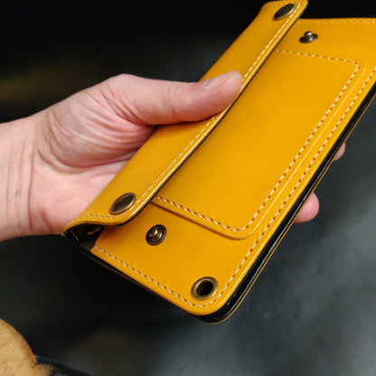 Long Trucker Wallet With A Ring For Chain Or Lanyard , Handmade Wallet For Rider, Biker or Trucker