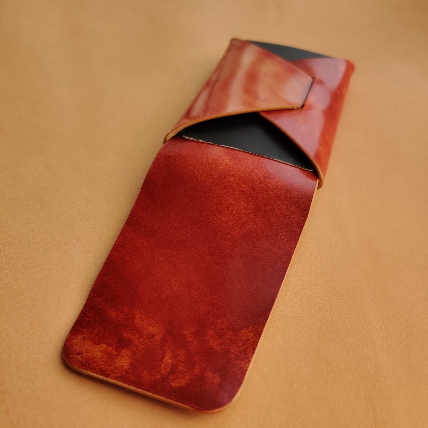 Rocado Shell Cordovan Stitchless  Leather Mini Cards Wallet, Origami Minimalist Wallet, EDC Card Holder Case