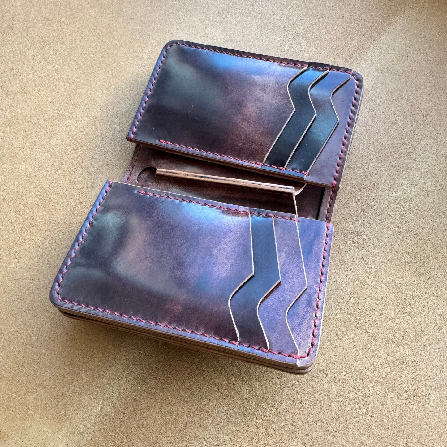 Rocado Shell Cordovan Vertical Leather Wallet, Cash Holder Leather Wallet, Bi-Fold Middle Wallet, Men Gift Wallet, Women Gift Wallet