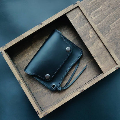 Short Trucker Wallet With A Ring For Chain Or Lanyard, Veg Tan Wallet, Stylish Wallet For Rider, Biker or Trucker