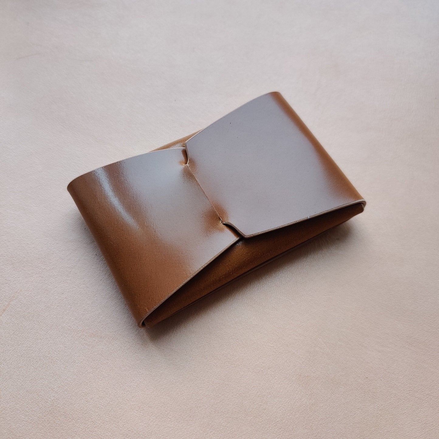 Rocado Shell Cordovan Stitchless Leather Mini Cards Wallet, Origami Minimalist Wallet, EDC Card Holder Case