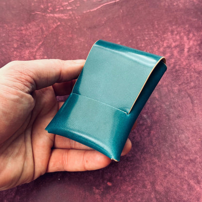 Rocado Shell Cordovan Stitchless Leather Mini Cards Wallet, Origami Minimalist Wallet, EDC Card Holder Case