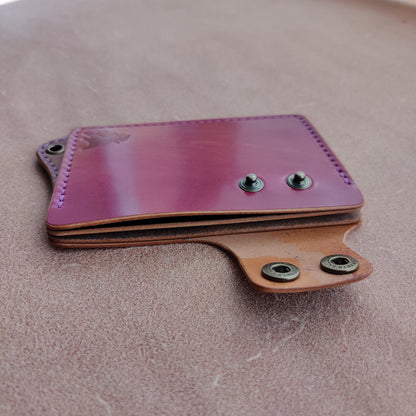 Rocado Shell Cordovan Leather Card Holder With A Ring For Chain Or Lanyard, Pocket Mini Wallet, Minimalist Card Holder Case