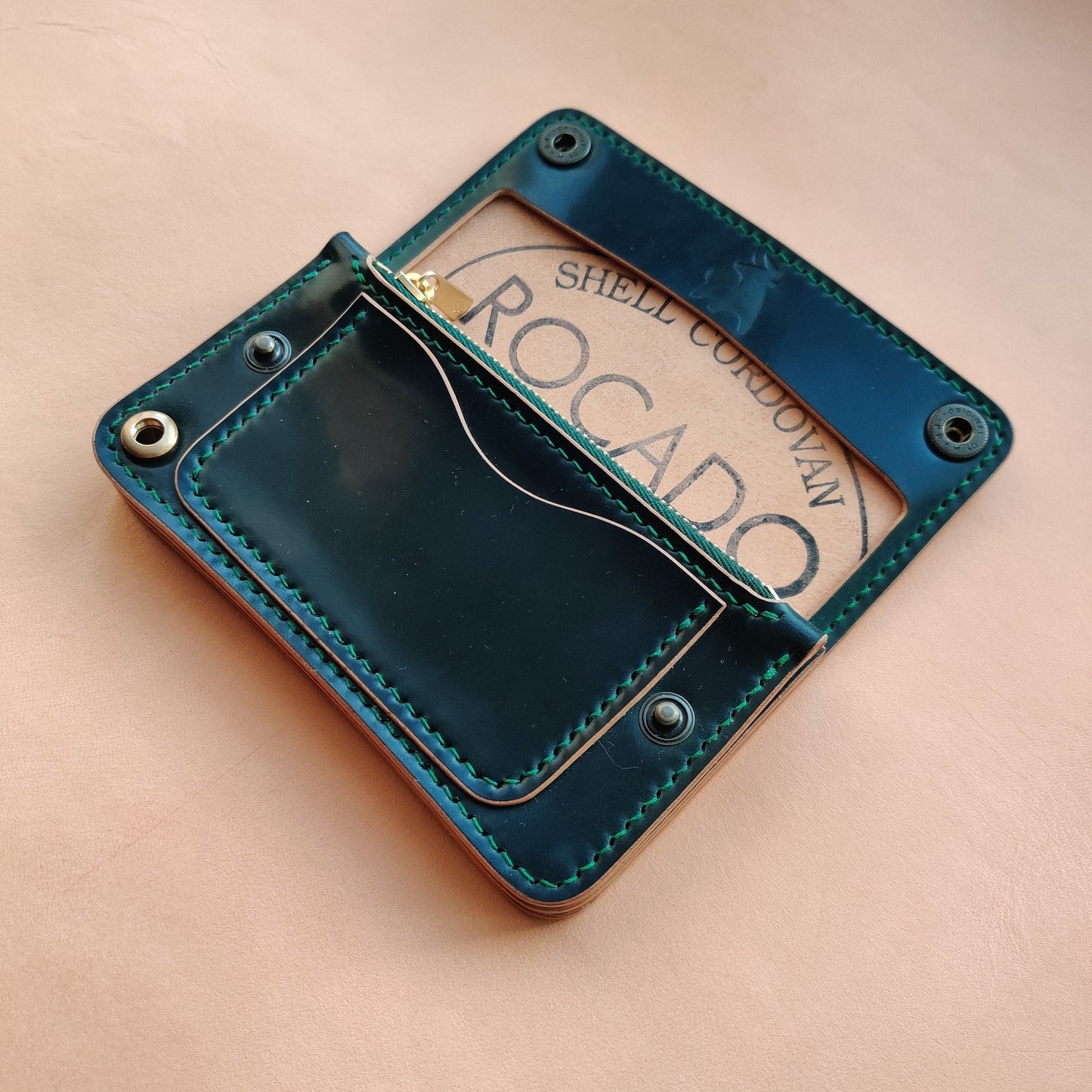 Rocado Shell Cordovan Mini Trucker Wallet, Luxury Compact Wallet