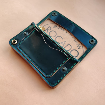 Rocado Shell Cordovan Mini Trucker Wallet, Luxury Compact Wallet