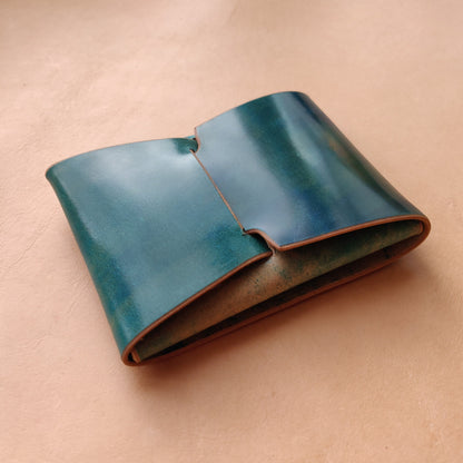 Stitchless Shell Cordovan Leather Cards Wallet, Origami Minimalist Wallet, EDC Card Holder Case