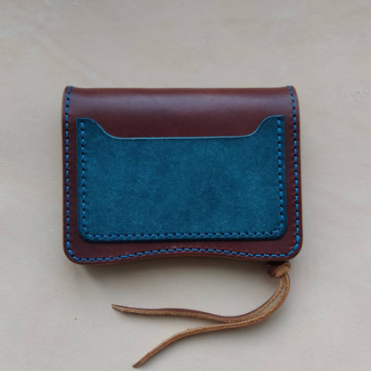 Short Trucker Wallet With A Ring For Chain Or Lanyard, Veg Tan Wallet, Stylish Wallet For Rider, Biker or Trucker