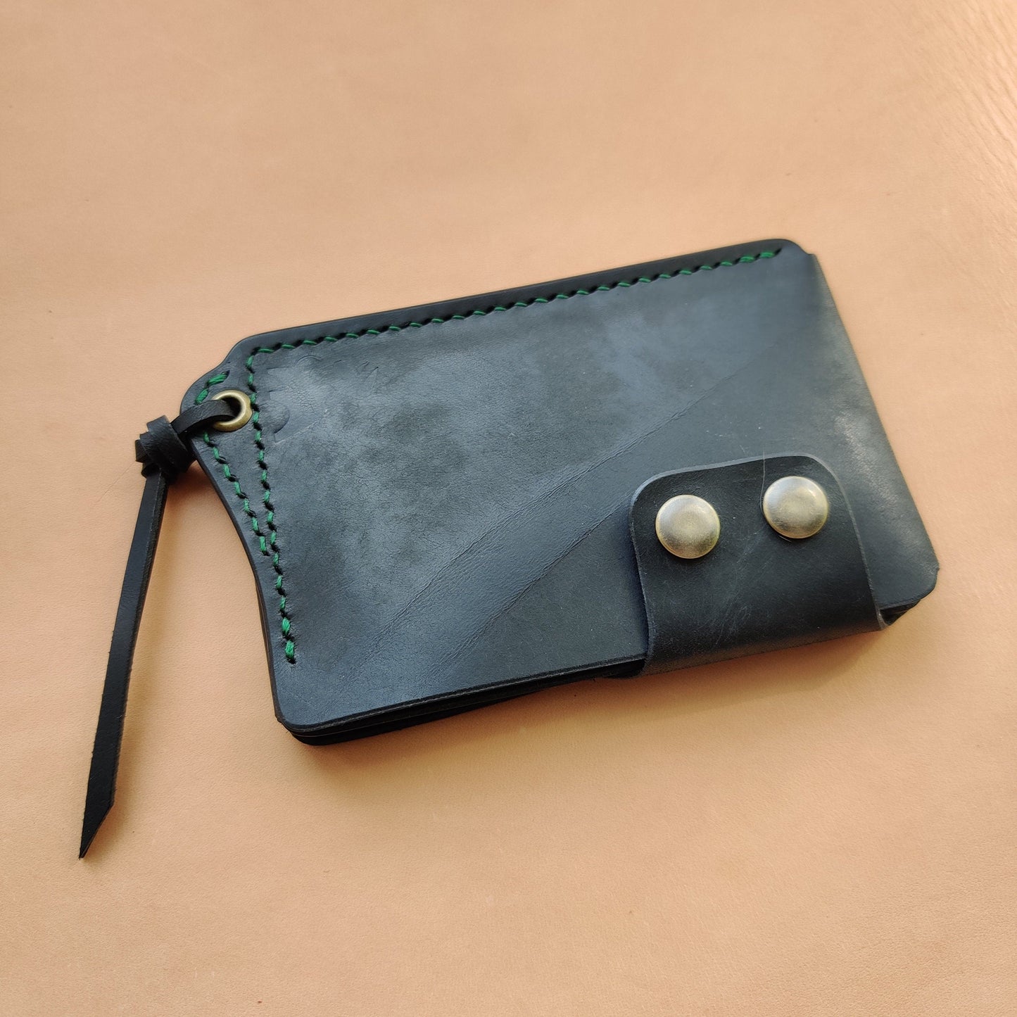 Leather Card Holder With A Ring For Chain Or Lanyard, Pocket Mini Wallet, Minimalist Card Holder Case
