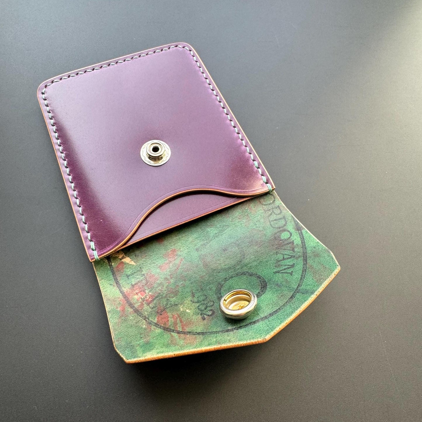 Rocado Shell Cordovan EDC Slim Pocket Wallet with Concho Snap