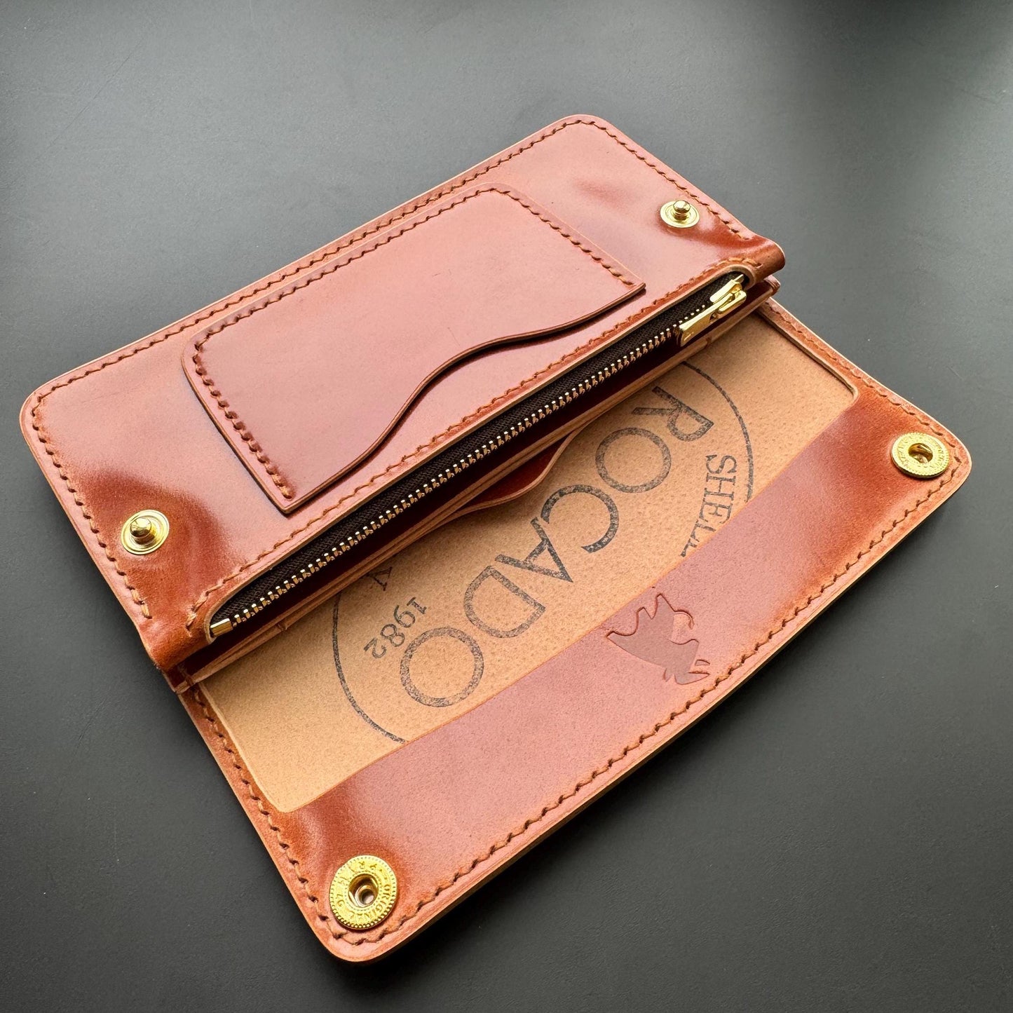 Rocado Shell Cordovan Long Trucker Wallet, Luxury Compact Wallet