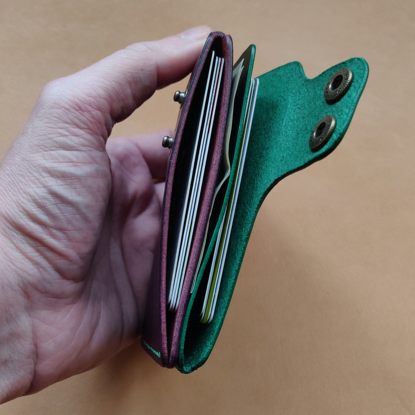 Leather Card Holder, Vegetable Tanned Pocket Mini Wallet, Minimalist Card Holder Case