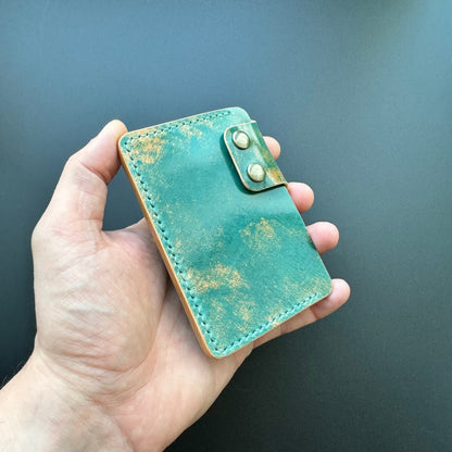 Rocado Shell Cordovan Leather Card Holder, Pocket Mini Wallet, Minimalist Card Holder Case