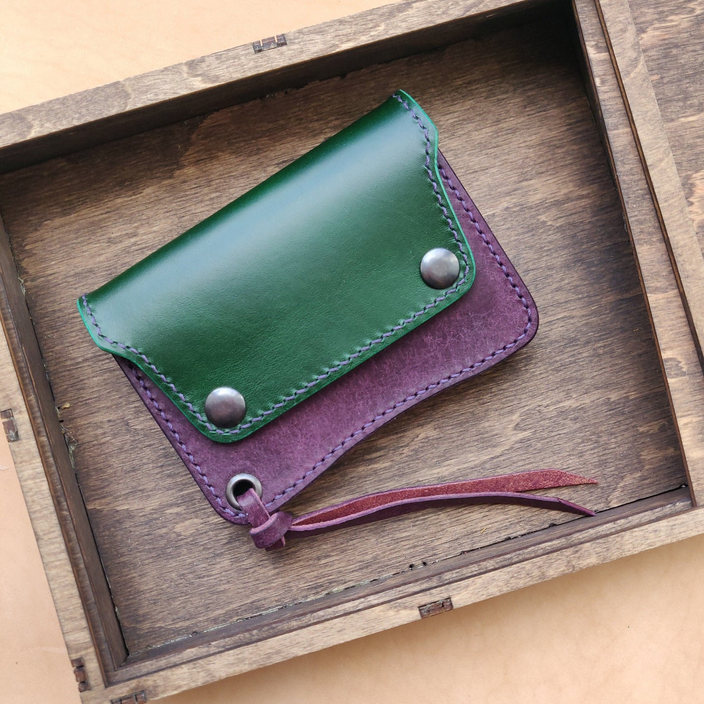 Short Trucker Wallet With A Ring For Chain Or Lanyard, EDC Wallet For Rider, Biker or Trucker