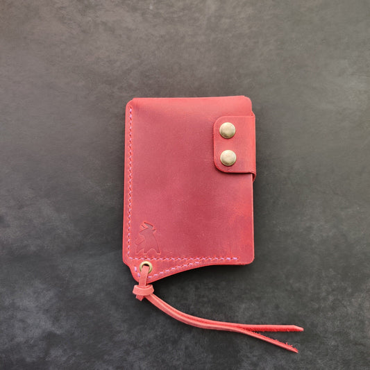 Leather Card Holder With A Ring For Chain Or Lanyard, Pocket Mini Wallet, Minimalist Card Holder Case