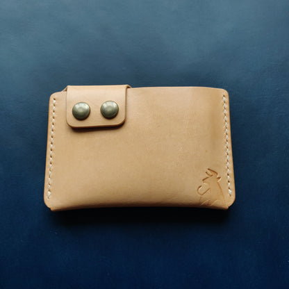 Leather Slim And Simple Card Holder, Minimalist, Compact Wallet For Cards And Folded Bills, Credit Card Holder With Two Snaps