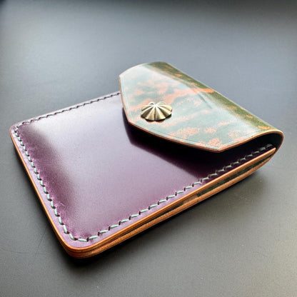 Rocado Shell Cordovan EDC Slim Pocket Wallet with Concho Snap