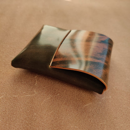 Stitchless Shell Cordovan Leather Cards Wallet, Origami Minimalist Wallet, EDC Card Holder Case