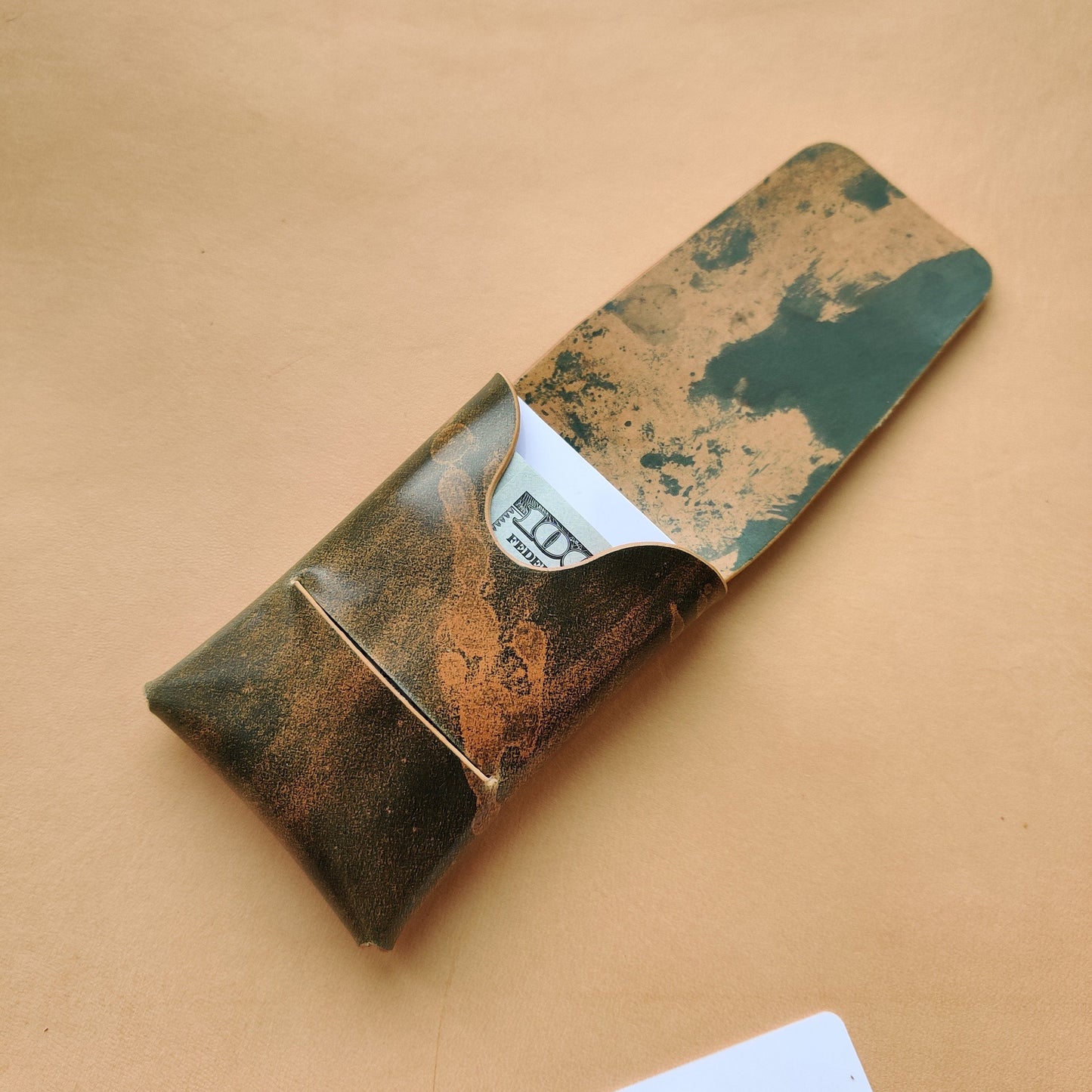 Rocado Shell Cordovan Stitchless Leather Mini Cards Wallet, Origami Minimalist Wallet, EDC Card Holder Case