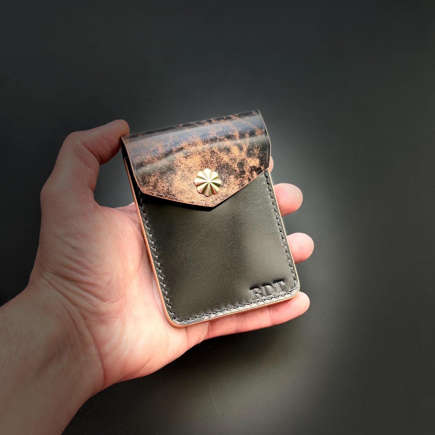 Rocado Shell Cordovan EDC Slim Pocket Wallet with Concho Snap