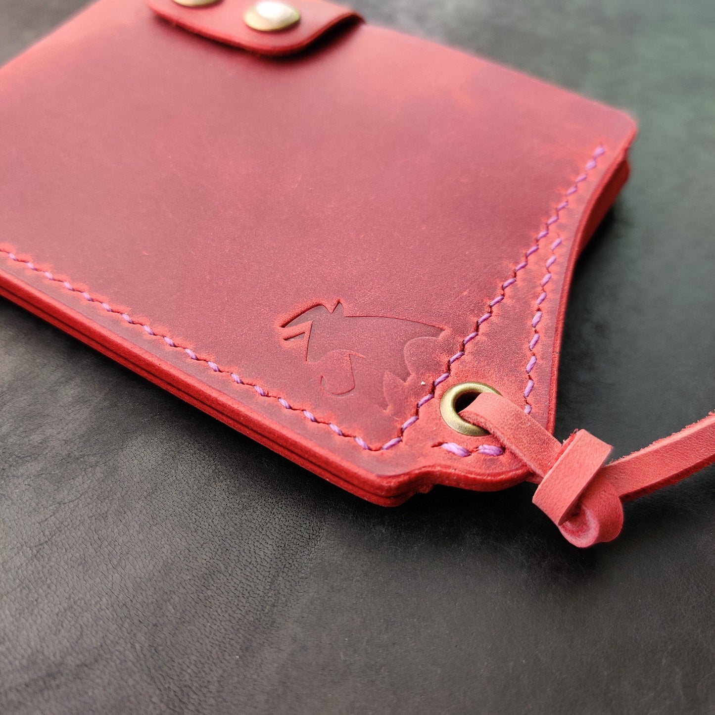 Leather Card Holder With A Ring For Chain Or Lanyard, Pocket Mini Wallet, Minimalist Card Holder Case