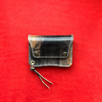 Rocado Shell Cordovan Short Trucker Wallet With A Ring For Chain Or Lanyard, Stylish Wallet For Rider, Biker or Trucker