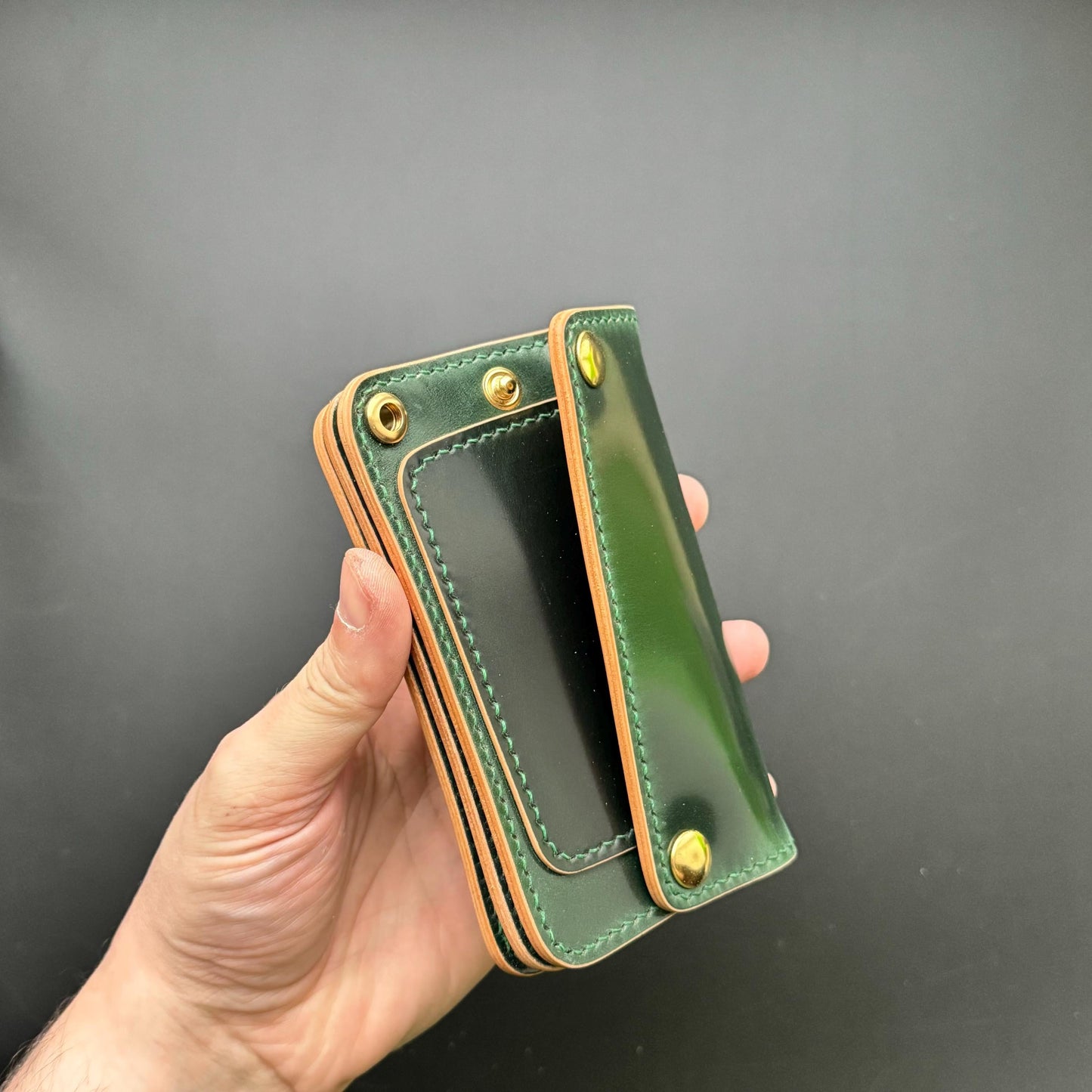 Rocado Shell Cordovan Mini Trucker Wallet, Luxury Compact Wallet