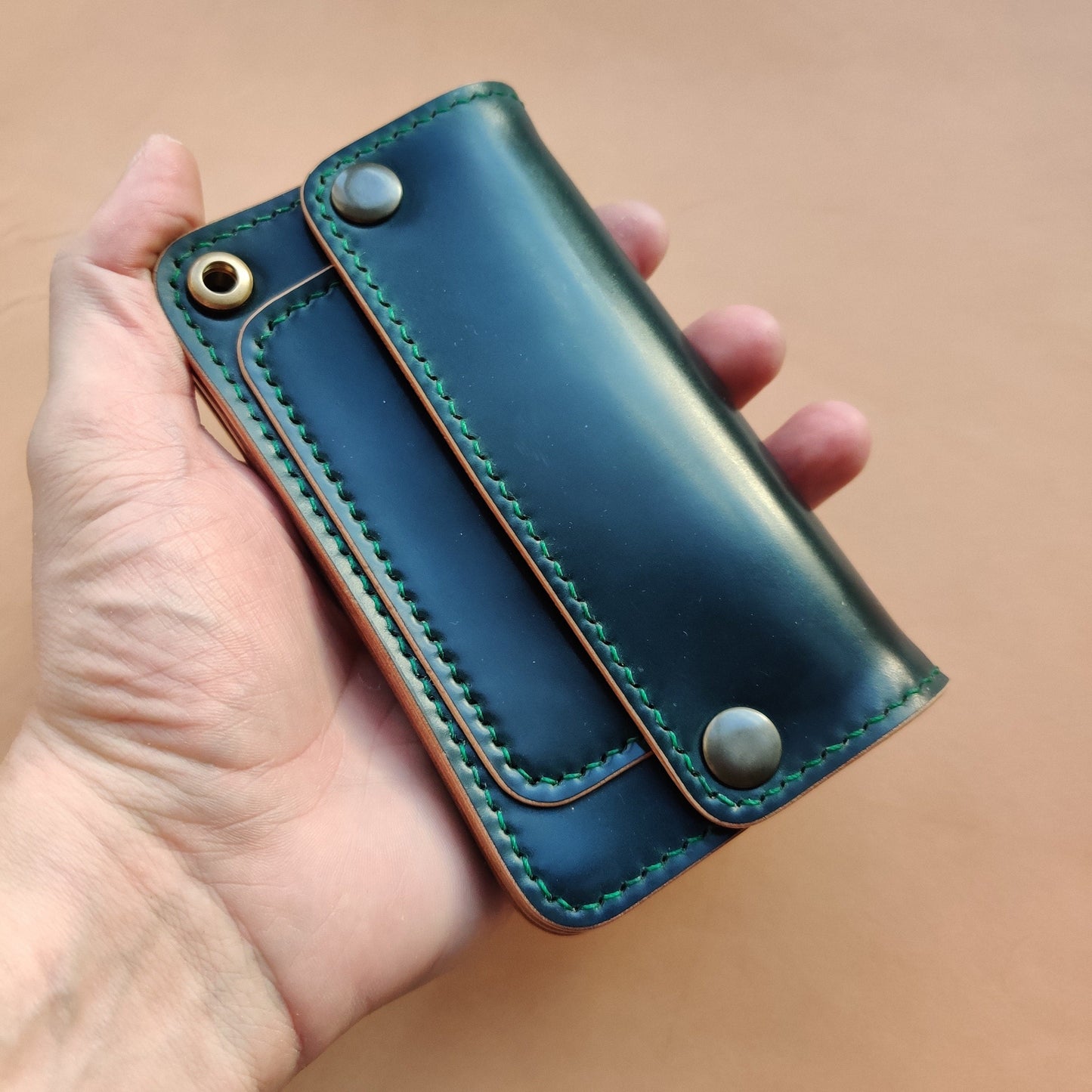 Rocado Shell Cordovan Mini Trucker Wallet, Luxury Compact Wallet