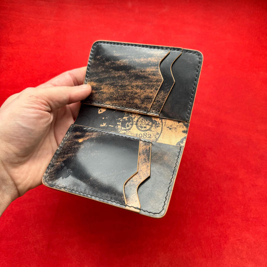 Rocado Shell Cordovan Wallet, Vertical Leather Bifold Wallet, Minimalist Slim Luxury Wallet