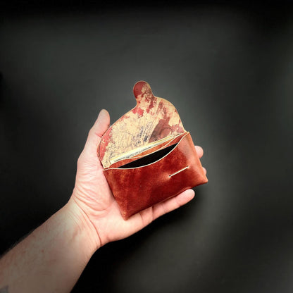 Stitchless Shell Cordovan Leather Cards Wallet, Origami Minimalist Wallet, EDC Card Holder Case