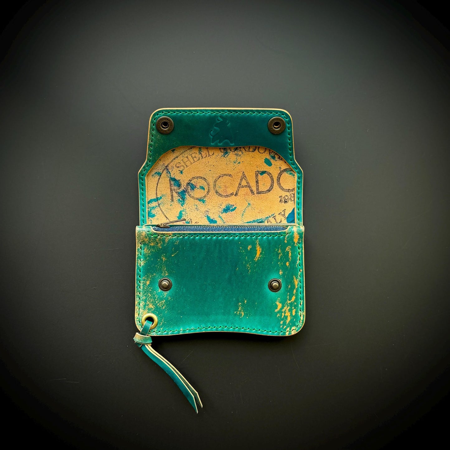 Rocado Shell Cordovan Short Trucker Wallet With A Ring For Chain Or Lanyard, Stylish Wallet For Rider, Biker or Trucker