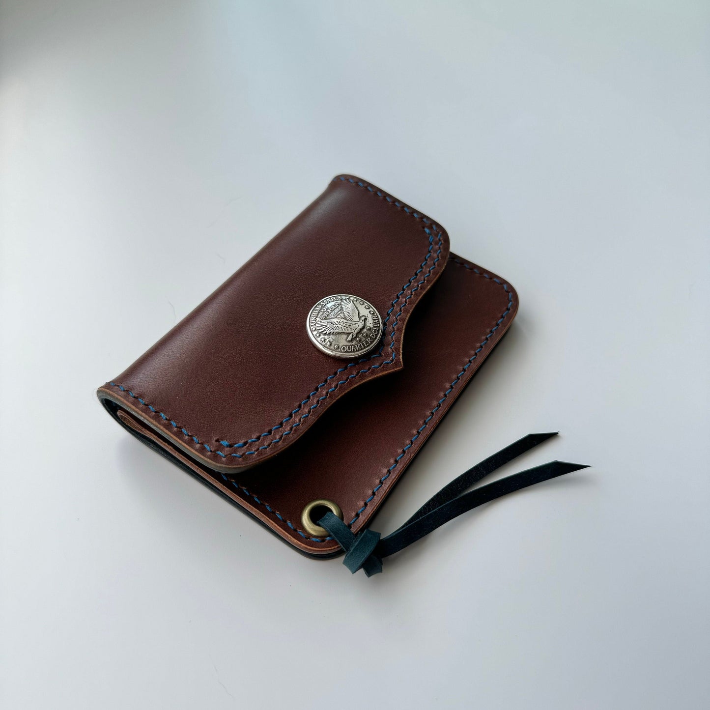 Short Trucker Wallet With A Ring For Chain Or Lanyard, Veg Tan Wallet, Stylish Wallet For Rider, Biker or Trucker