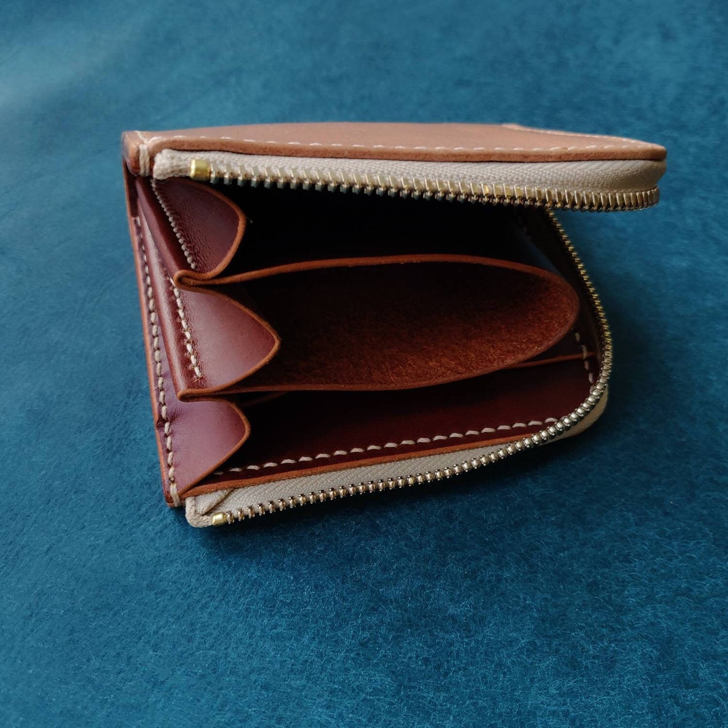 Small Zipper Wallet, Veg Tanned Zippered Wallet With Coin Purse, Buttero Leather Compact Wallet