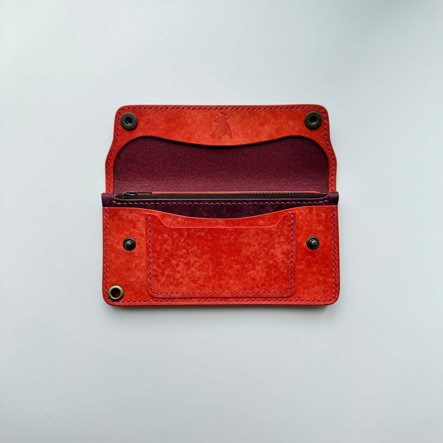 Long Trucker Wallet With A Ring For Chain Or Lanyard , Handmade Wallet For Rider, Biker or Trucker