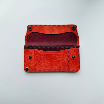 Long Trucker Wallet With A Ring For Chain Or Lanyard , Handmade Wallet For Rider, Biker or Trucker