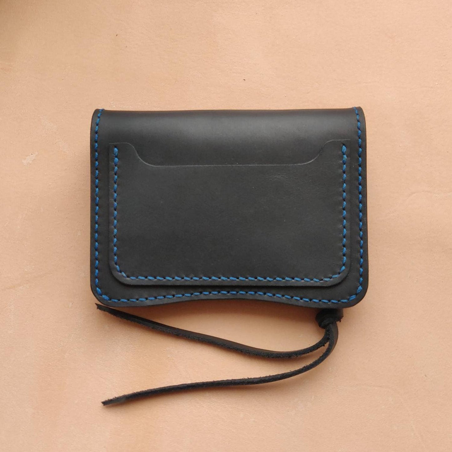 Short Trucker Wallet With A Ring For Chain Or Lanyard, Veg Tan Wallet, Stylish Wallet For Rider, Biker or Trucker